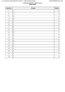 IGCSE Chemistry Mark Scheme: Exothermic & Endothermic Reactions