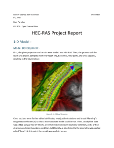 HEC-RAS Project Report: 1-D Open Channel Flow Model