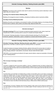 Information Technology in Marketing / MkIS