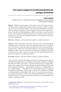Professionnalisation des pratiques d'&eacute;valuation : Analyse et m&eacute;thodologie