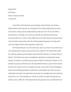 Puritan Literature and The Crucible: An Analysis