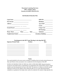 Individualized Education Plan (IEP) Form - Keystone Learning Services