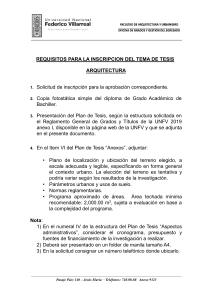Requisitos de Inscripci&oacute;n de Tesis en Arquitectura UNFV