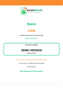 CISM Exam Demo: Questions & Answers (Version 60.1)