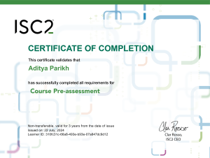 ISC2 Certificate of Completion for Course Pre-assessment