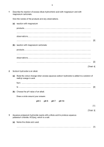 Chemistry Questions: Acid-Base Reactions, pH, Stoichiometry