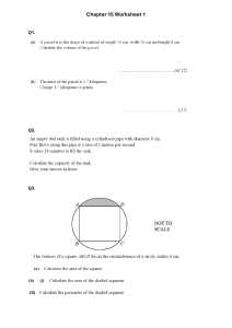 Chapter 15 Worksheet 1: Geometry & Mensuration Problems