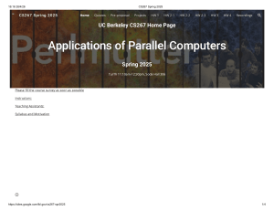 CS267 Spring 2025: Applications of Parallel Computers