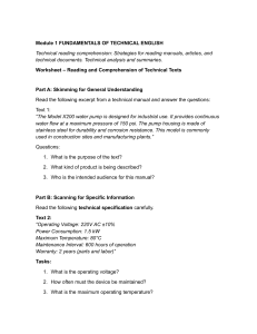 Technical English Reading Comprehension Worksheet
