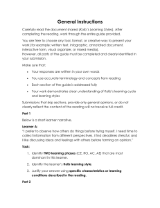 Kolb's Learning Styles Guide: Activities & Analysis