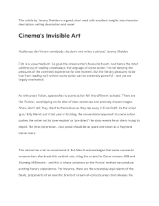 Cinema&rsquo;s Invisible Art: The Art of Screenwriting Scene Action