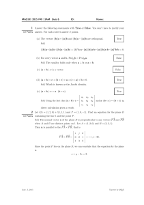 MAS101 Quiz 6: Vector Algebra & Plane Equations
