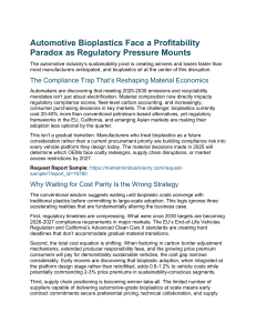 Automotive Bioplastics: Profitability Paradox & Regulatory Pressure