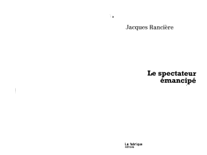 Le spectateur &eacute;mancip&eacute; de Jacques Ranci&egrave;re