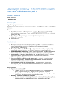 Program nauczania angielskiego zawodowego dla Technik&oacute;w Informatyk&oacute;w