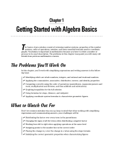Chapter 1: Getting Started with Algebra Basics