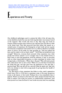 Experience and Poverty by Walter Benjamin