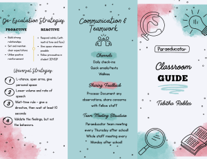 Paraeducator Classroom Guide: De-Escalation & Behavior Strategies