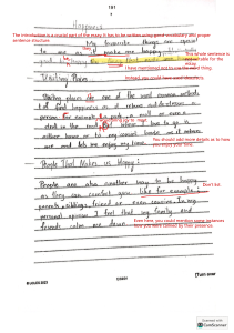 Happiness Essay with Teacher Feedback