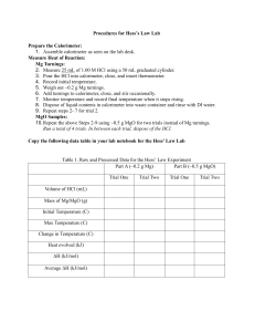 Hess's Law Lab Procedures