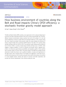Belt and Road Business Environment Impact on China's OFDI Efficiency