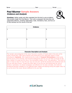Paul B&auml;umer Sample Answers | LitCharts Study Guide