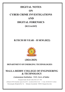 Digital Notes on Cyber Crime Investigations & Digital Forensics