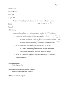 Carrie Chapman Catt Speech Analysis: Women's Suffrage Movement
