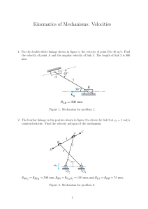 Kinematics of Mechanisms: Velocities Homework Problems