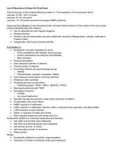 Organic Chemistry Final Exam Reactions Study Guide