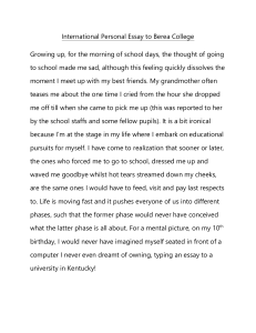 International Personal Essay to Berea College