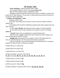 The Periodic Table: Mendeleev, Trends, and Elements