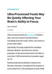 Ultra-Processed Foods and Brain Focus: Study Findings