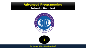 Advanced Programming: Introduction to .NET