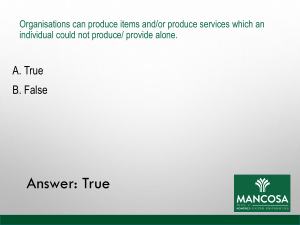 Management Quiz: Organizational Concepts & POLC Examples