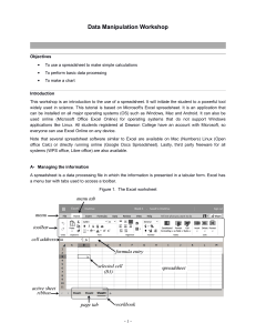 Data Manipulation Workshop: Excel Tutorial for Science