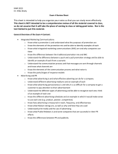 MAR 3023 Exam 4 Review Sheet - Marketing