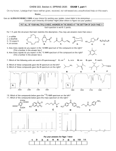 CHEM 222 Exam 1 Part 1 Spring 2025
