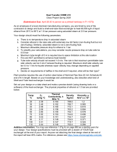 Heat Transfer CHME 413 Shell-and-Tube Heat Exchanger Design Project