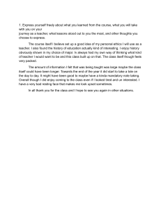 Student Reflection on Teacher Education Course