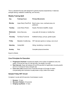 Five-Day General Physical Preparedness Training Split