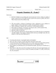Organic Chemistry II Exam 3