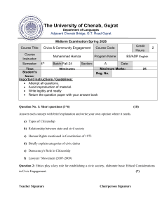 Civics & Community Engagement Midterm Exam 2026