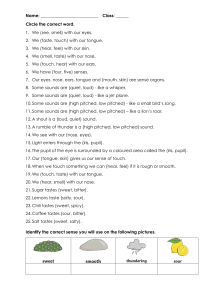 Senses and Sound Multiple Choice Worksheet