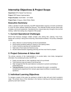 BYU-Hawaii Food Services ERP Internship Objectives & Scope