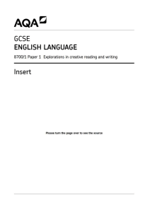 AQA GCSE English Language Paper 1 Insert: The Tiredness of Rosabel
