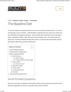 The Baseline Diet: Part 1 - Nutrition Guide for Lifters