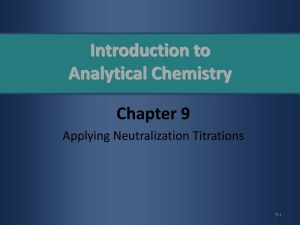 Introduction to Analytical Chemistry Chapter 9: Neutralization Titrations