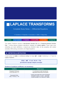 Notas de estudio sobre transformadas de Laplace para ecuaciones diferenciales