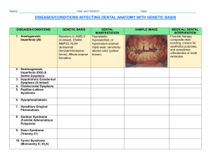 Dental Anatomy Genetic Diseases Study Guide